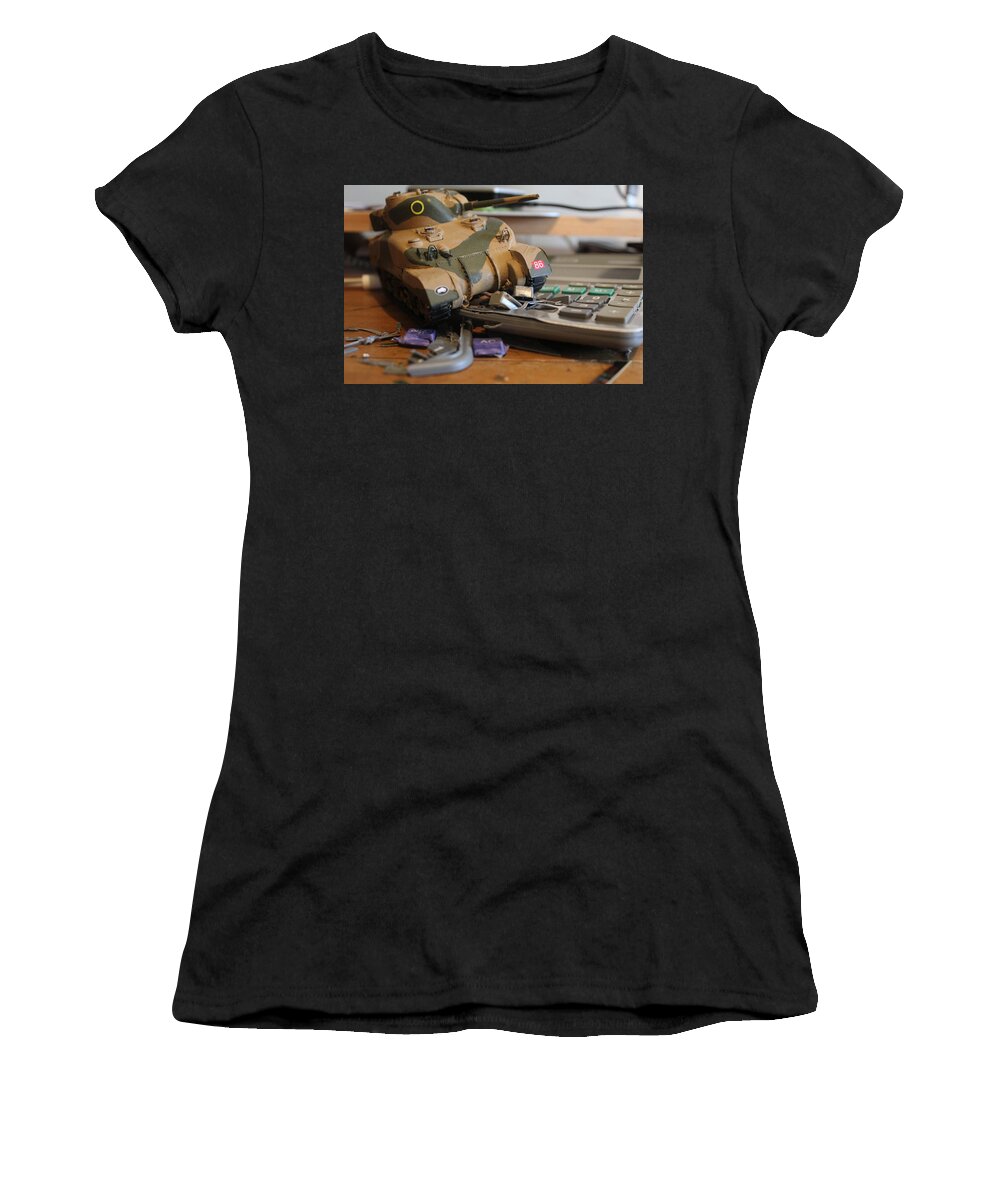 Calculator Women's T-Shirt featuring the photograph Crunching Numbers by Army Men Around the House