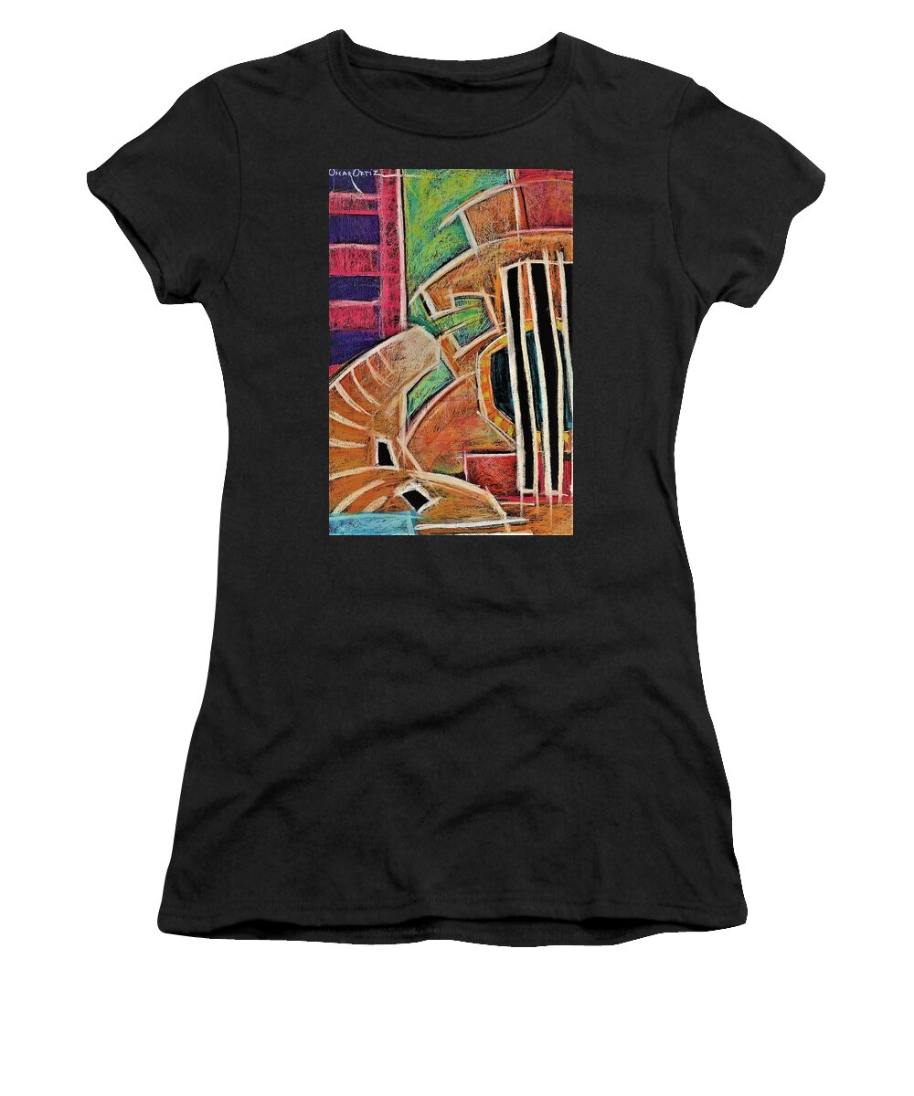 Cuatro Women's T-Shirt featuring the painting Lo nuestro/Our thing by Oscar Ortiz