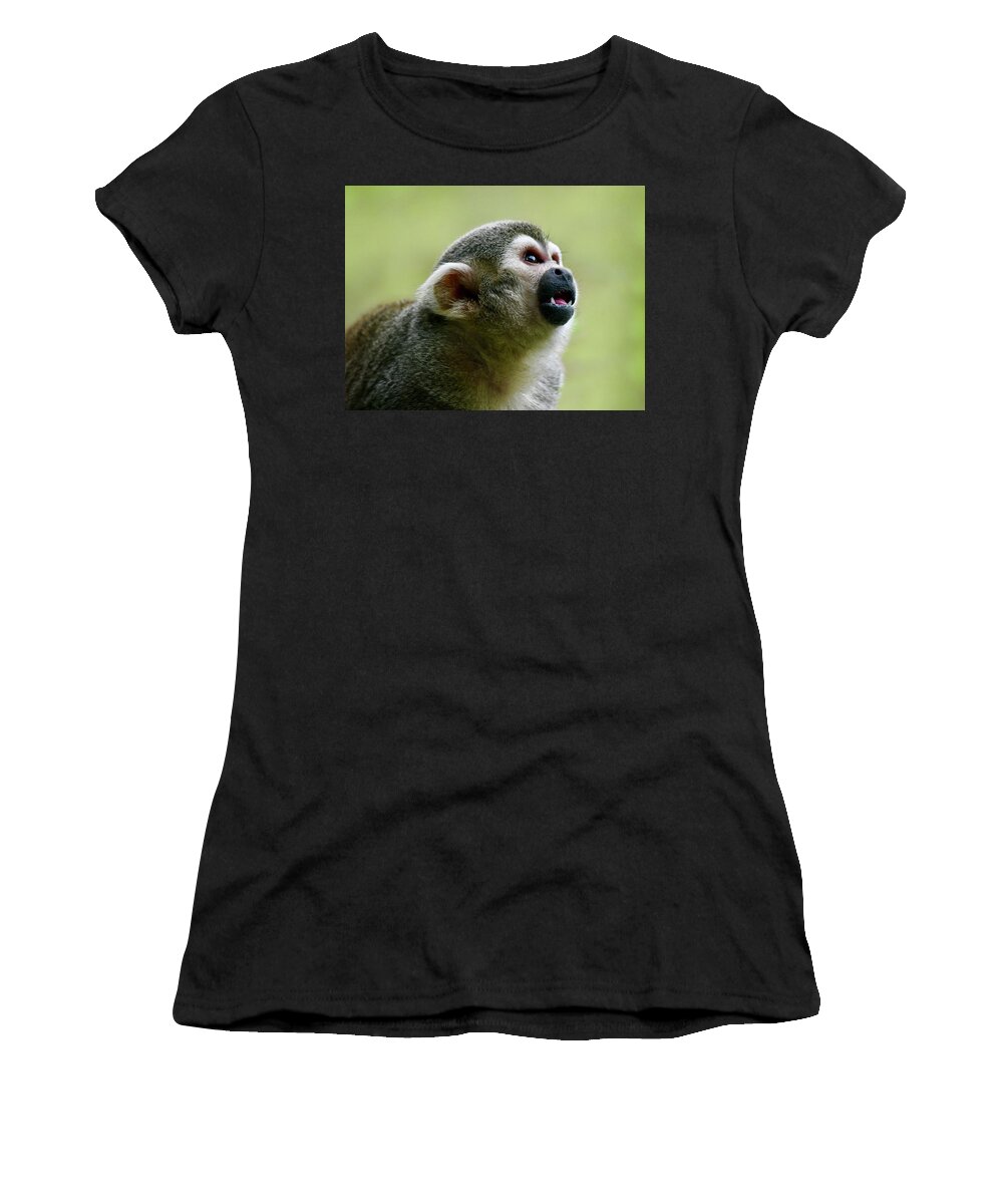 Monkey Women's T-Shirt featuring the photograph Curious Squirrel Monkey by Richard Bryce and Family