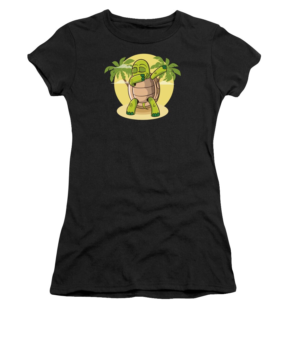 Dabbing Women's T-Shirt featuring the digital art Dabbing Turtle Dancing Tortoise Reptile Beach by Mister Tee