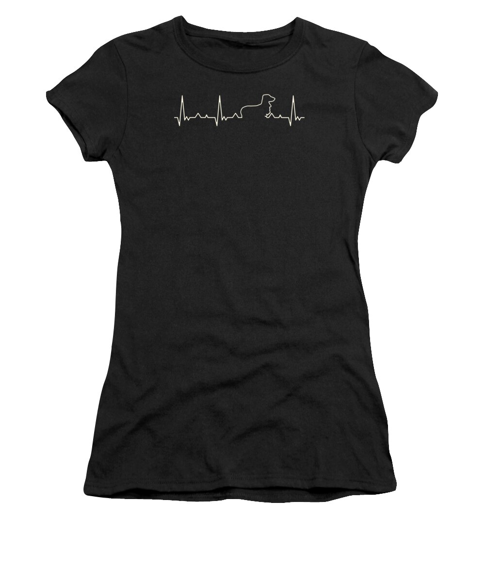 Dachshund Women's T-Shirt featuring the digital art Dachshund Dog EKG Heart Beat by Megan Miller