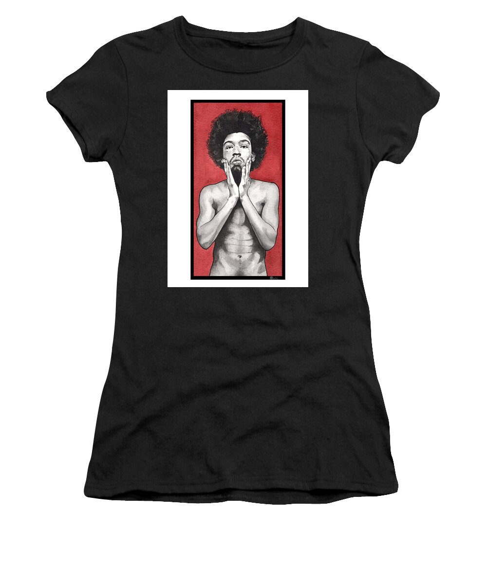 Portrait Women's T-Shirt featuring the painting Davis In Red-Full Length by Tiffany DiGiacomo