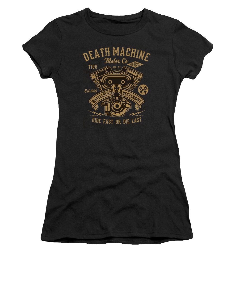 Garage Women's T-Shirt featuring the digital art Death Machine Motor Co Motorcycle Shop by Jacob Zelazny