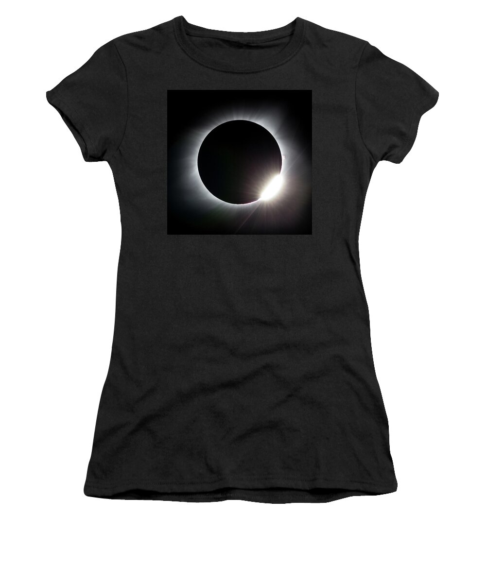 Solar Eclipse Women's T-Shirt featuring the photograph Diamond Ring by David Beechum