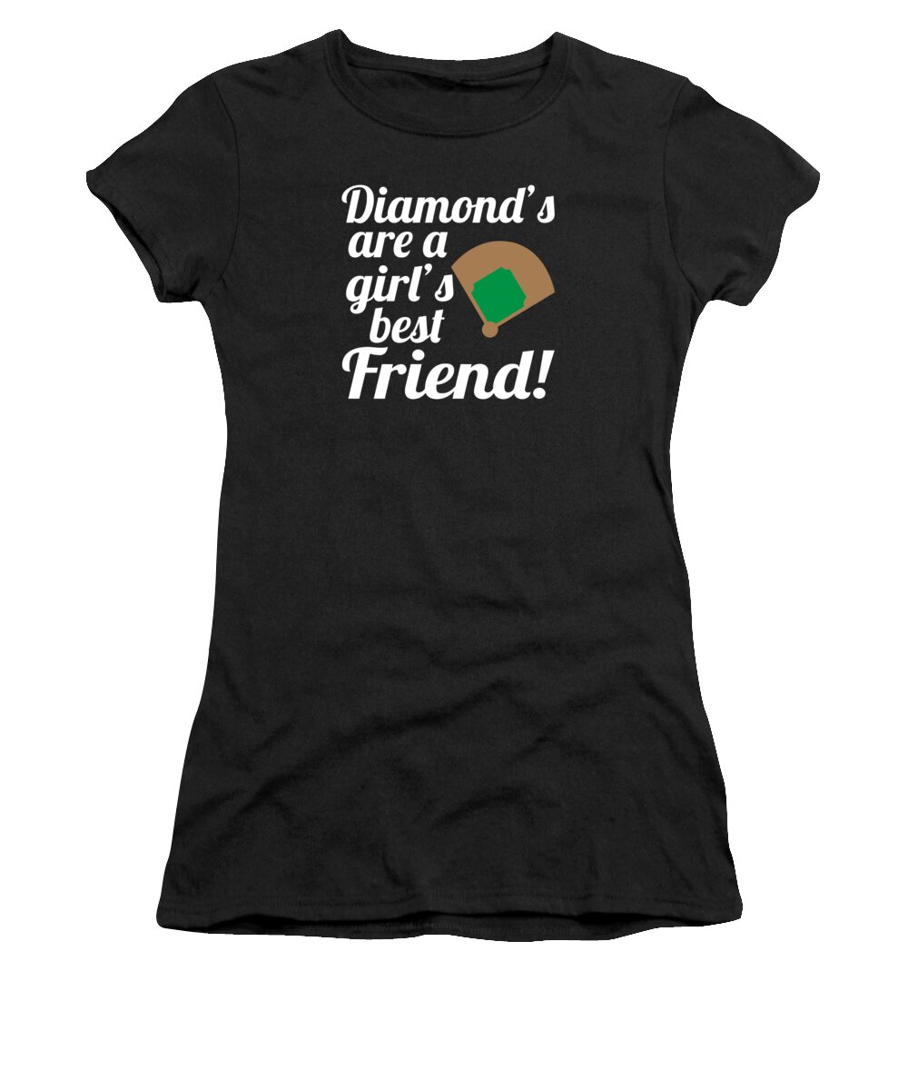 Baseball Puns Women's T-Shirt featuring the digital art Diamonds Are A Girls Best Friend Baseball by Jacob Zelazny