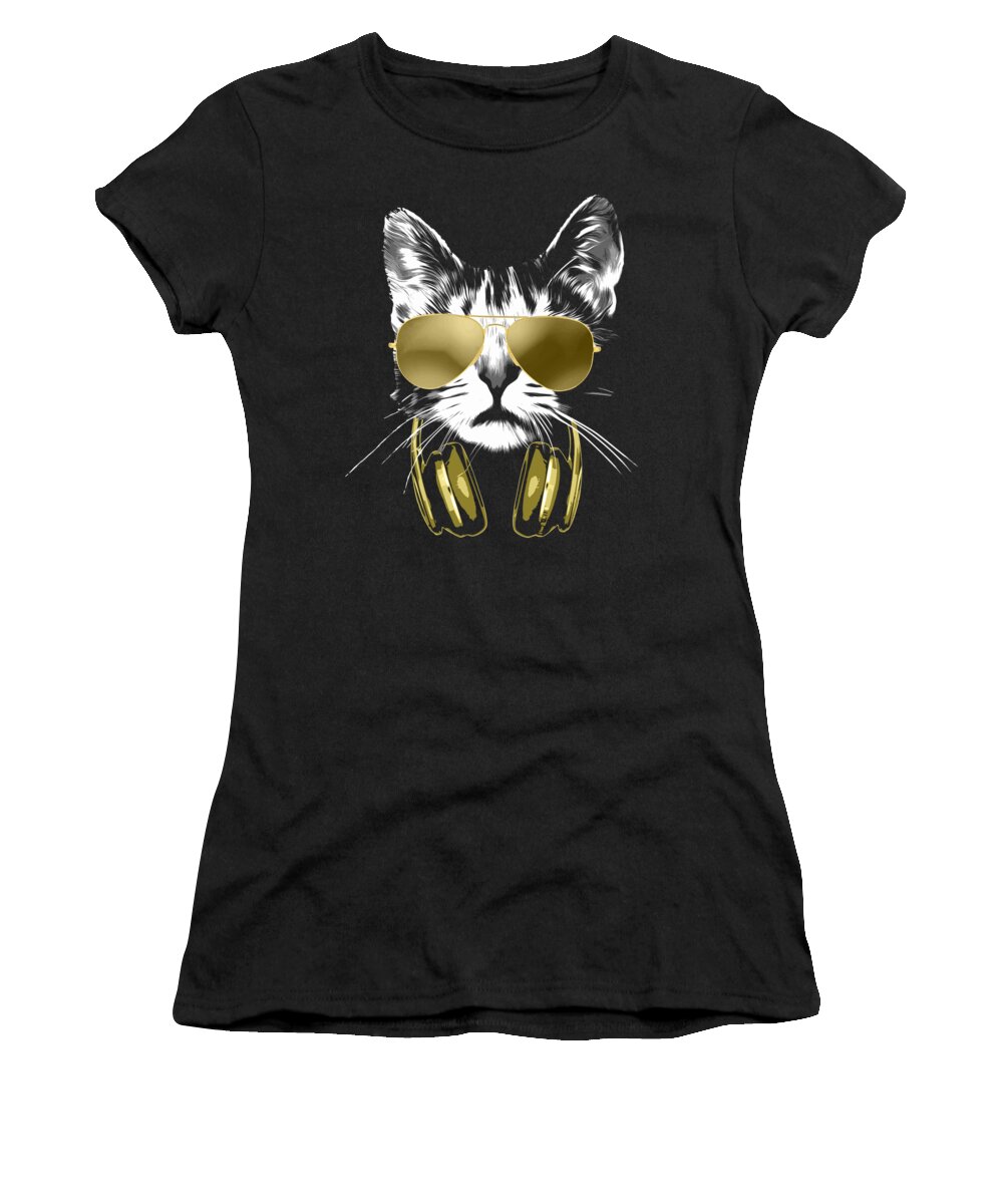 Dj Women's T-Shirt featuring the digital art Dj Cat Bling by Filip Schpindel