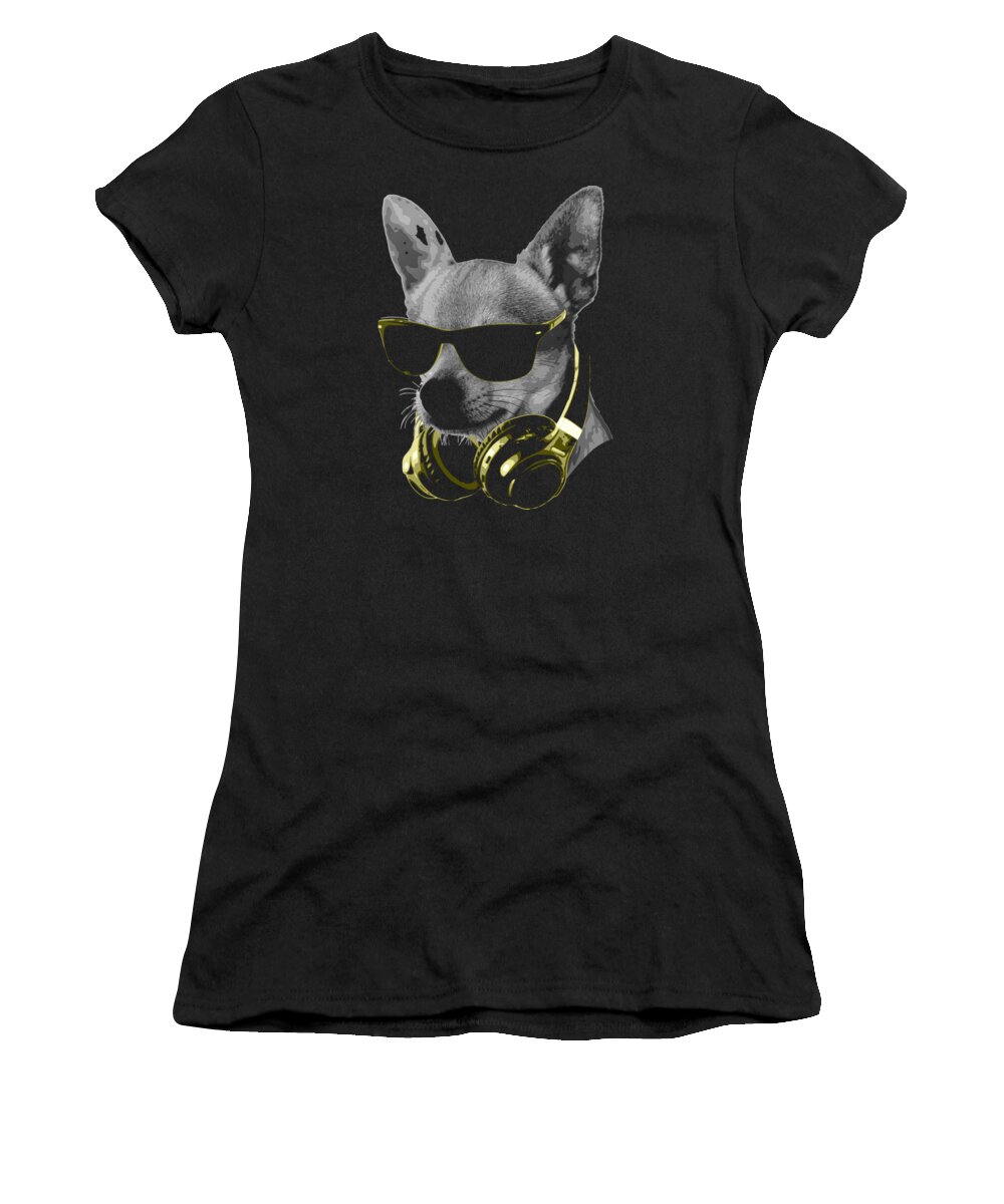 Dj Women's T-Shirt featuring the digital art Dj Chihuahua Bling by Filip Schpindel