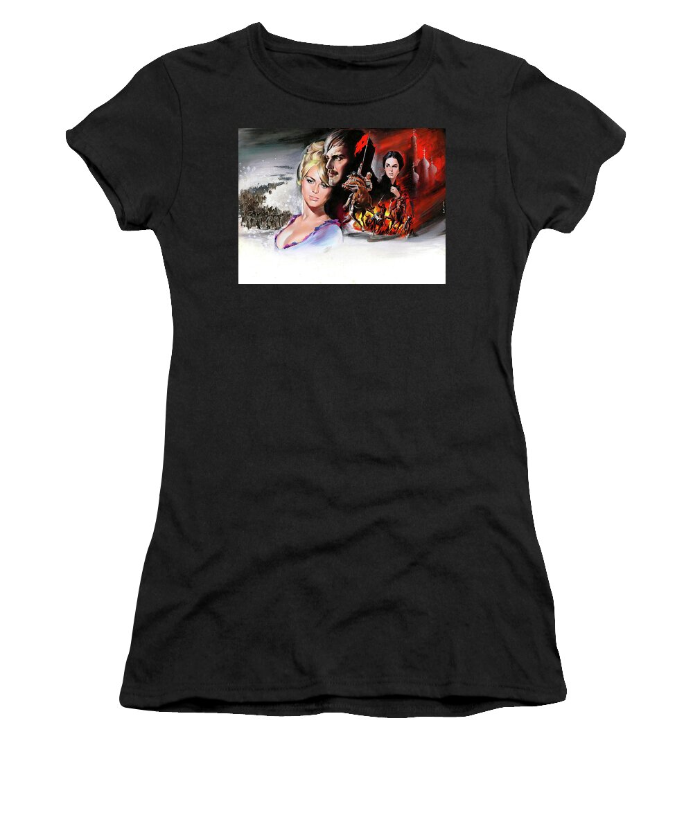 Synopsis Women's T-Shirt featuring the mixed media ''Doctor Zhivago'', 1965 - art by Georges Allard #1 by Movie World Posters