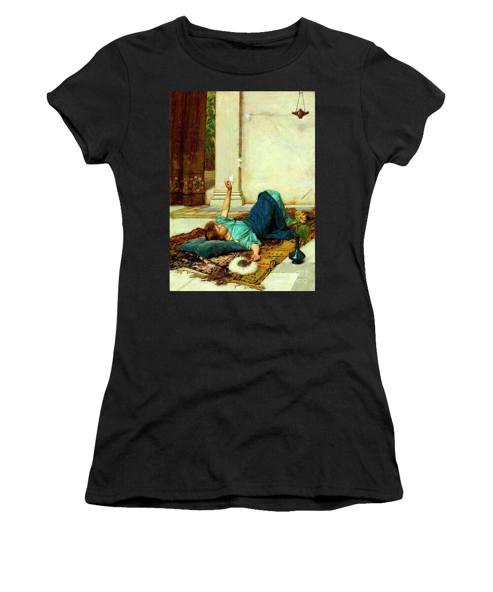 Dolce Far Niente Women's T-Shirt featuring the painting Dolce Far Niente by John William Waterhouse