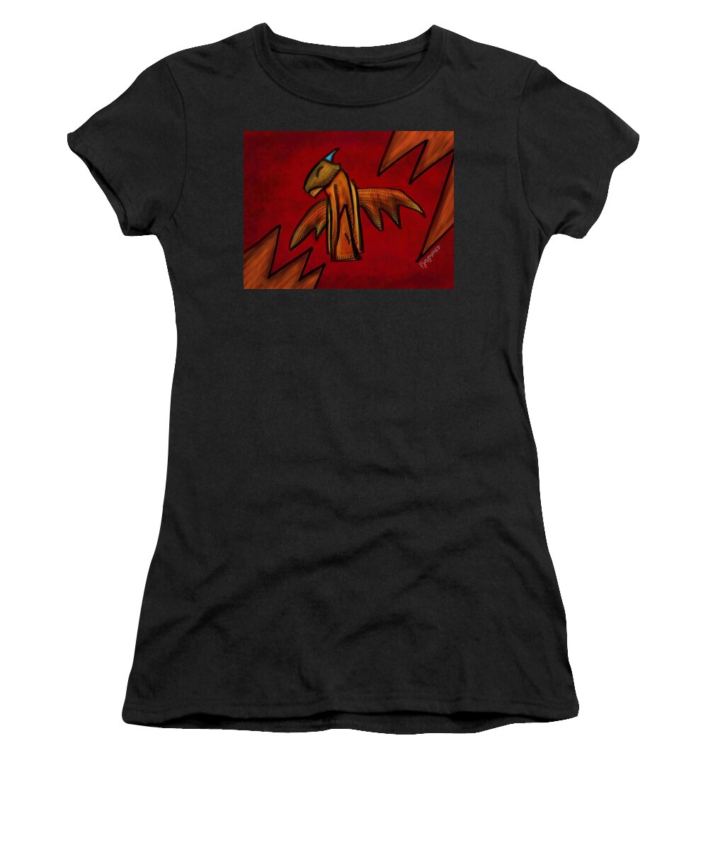 Dragon Women's T-Shirt featuring the digital art Dragon in red mist by Ljev Rjadcenko