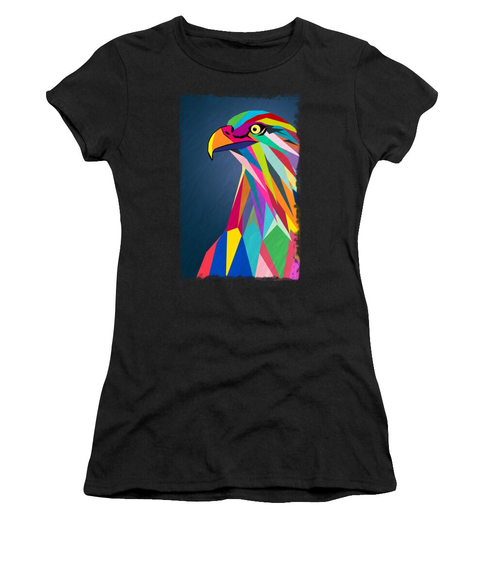 Animals Women's T-Shirt featuring the digital art Eagle poly art by Mark Ashkenazi