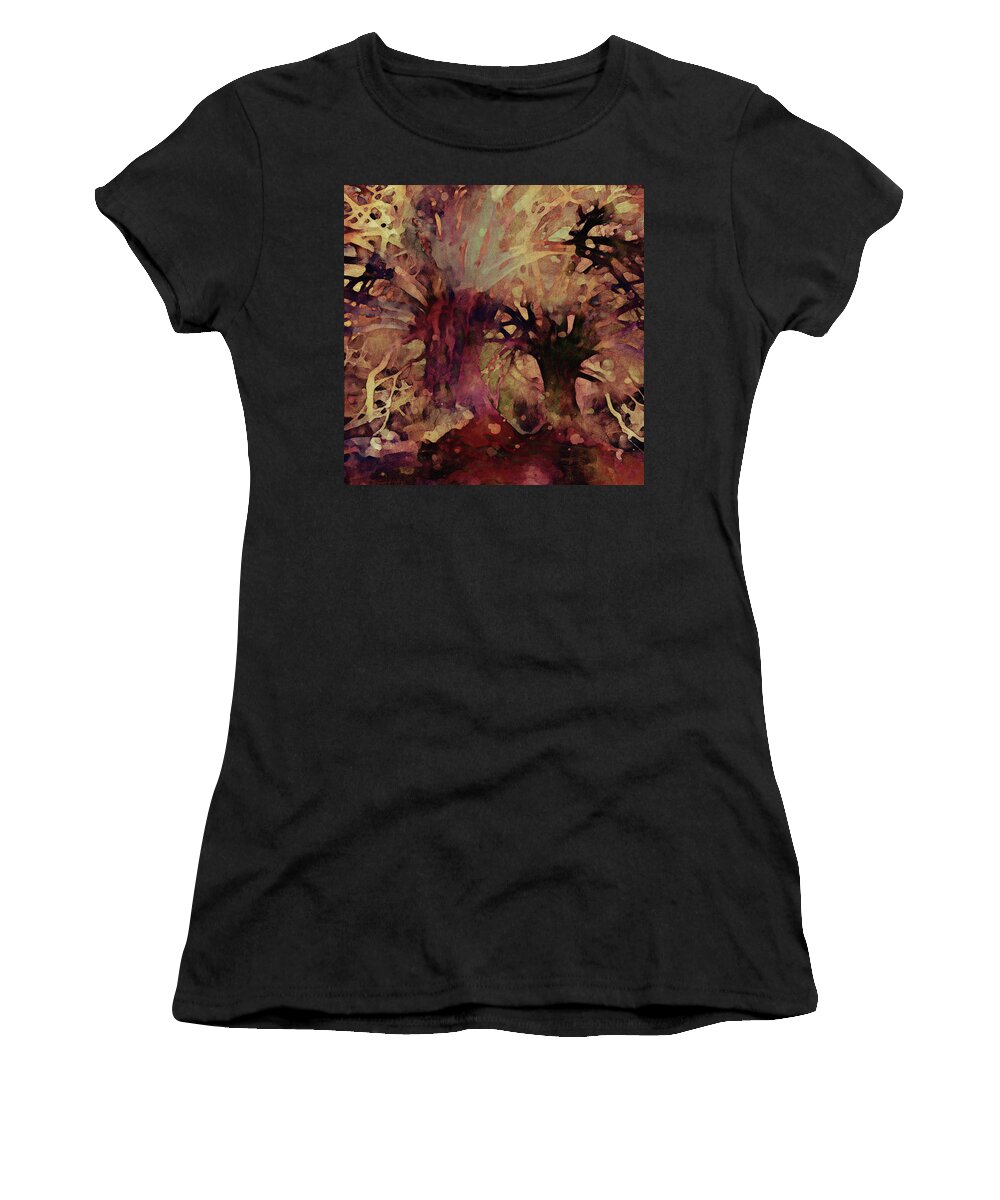 Abstract Trees Women's T-Shirt featuring the mixed media Earthy Abstract Trees by Peggy Collins
