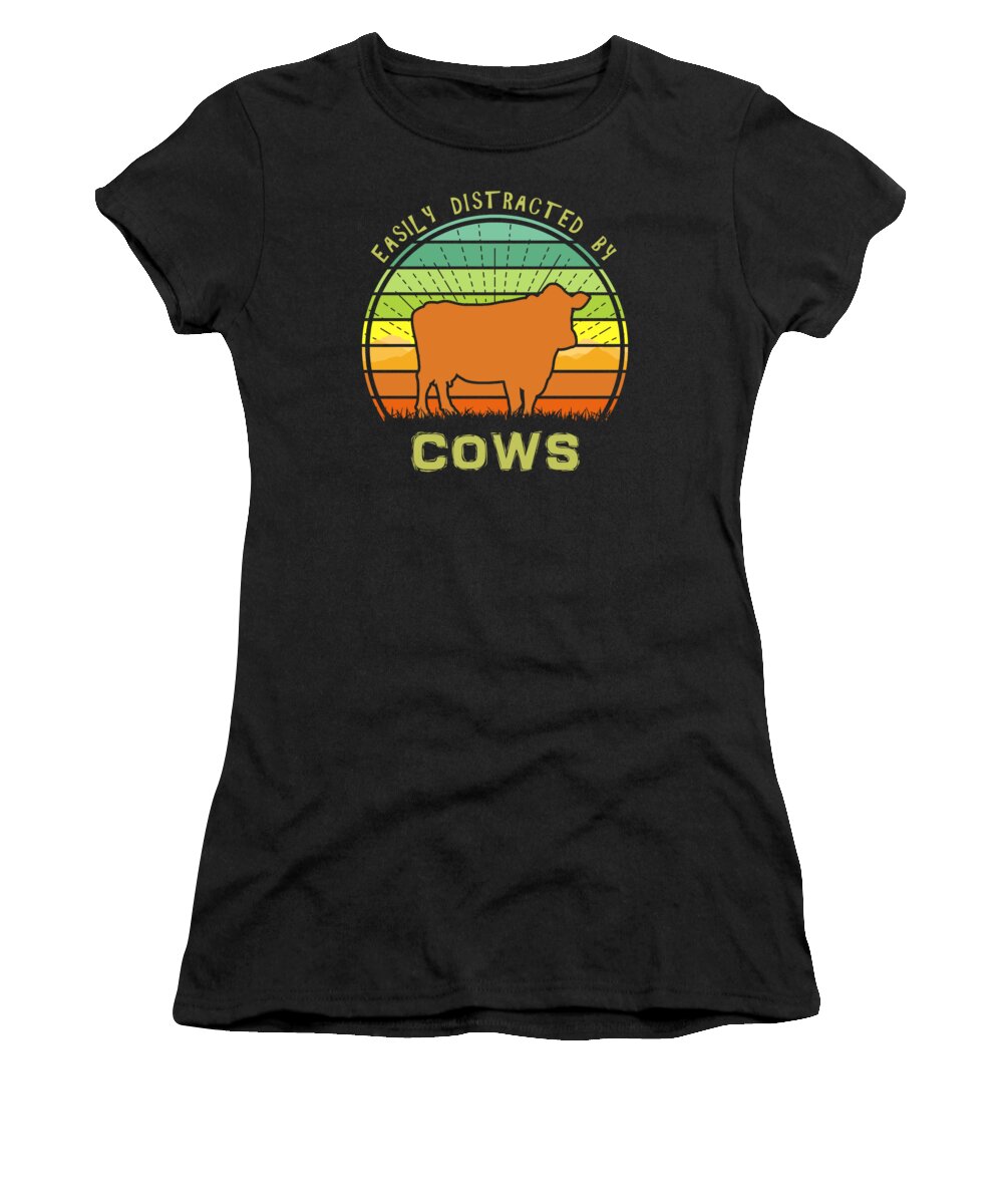 Easily Women's T-Shirt featuring the digital art Easily Distracted By Cows by Filip Schpindel