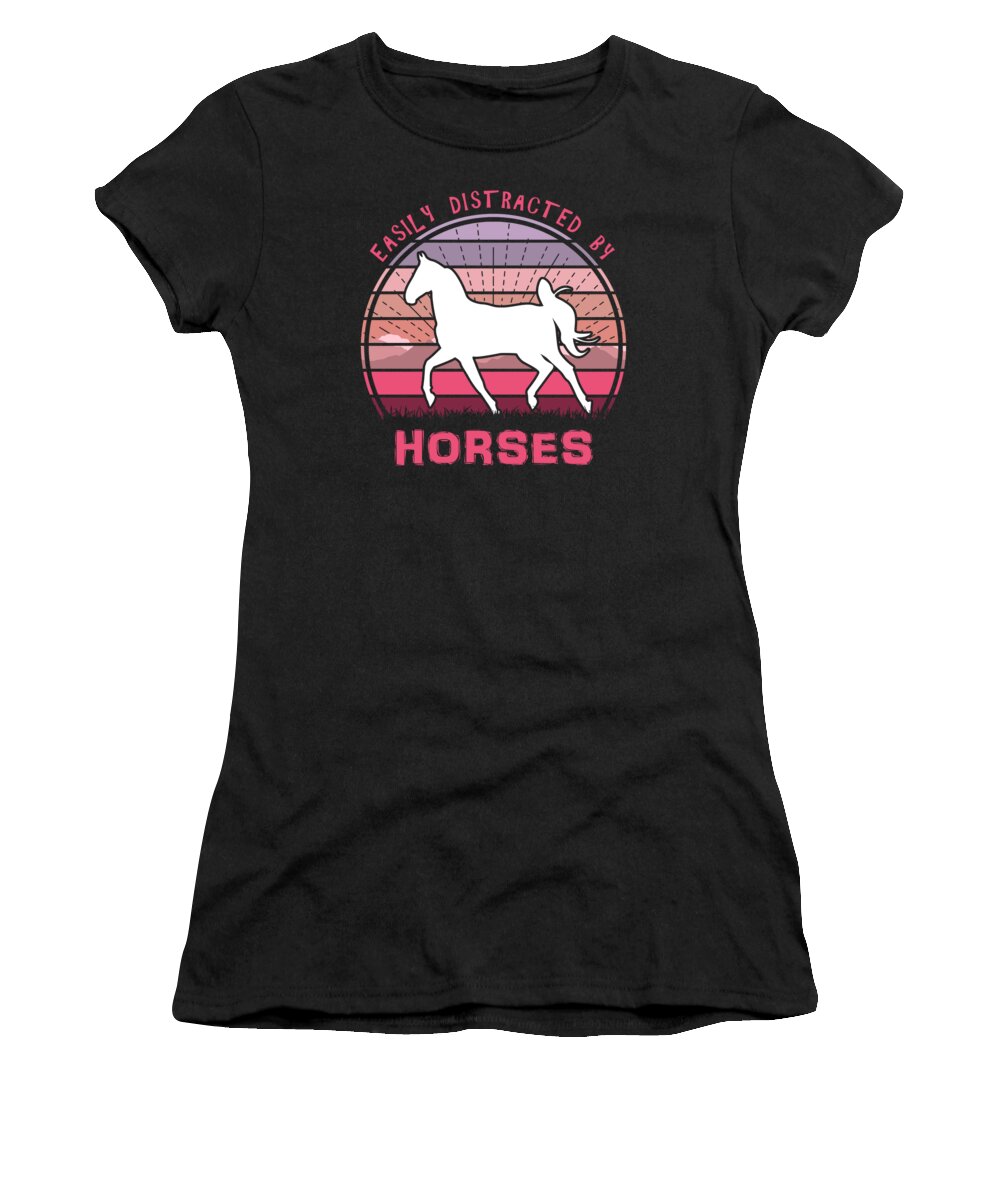 Easily Women's T-Shirt featuring the digital art Easily Distracted By Horses by Filip Schpindel
