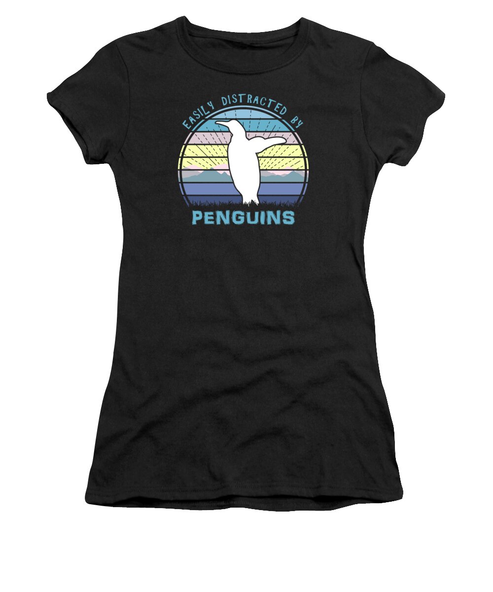 Easily Women's T-Shirt featuring the digital art Easily Distracted By Penguins by Megan Miller