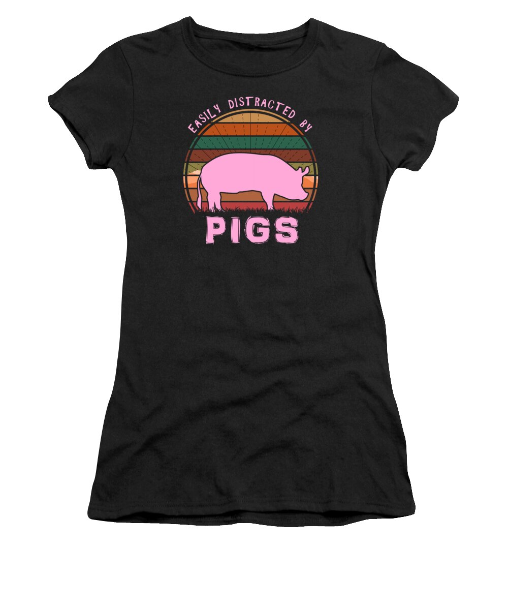 Easily Women's T-Shirt featuring the digital art Easily Distracted By Pigs by Filip Schpindel