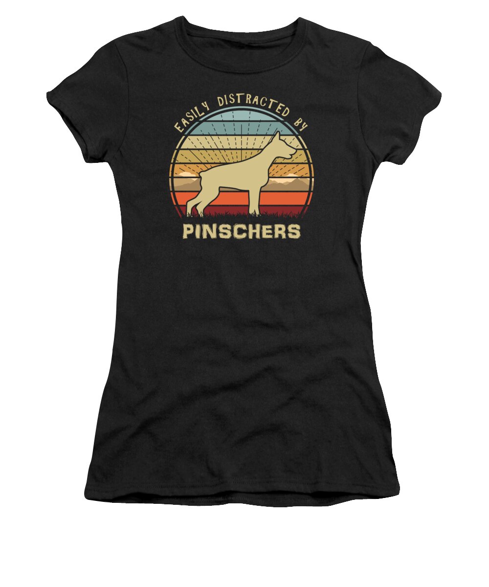 Easily Women's T-Shirt featuring the digital art Easily Distracted By Pinschers by Filip Schpindel