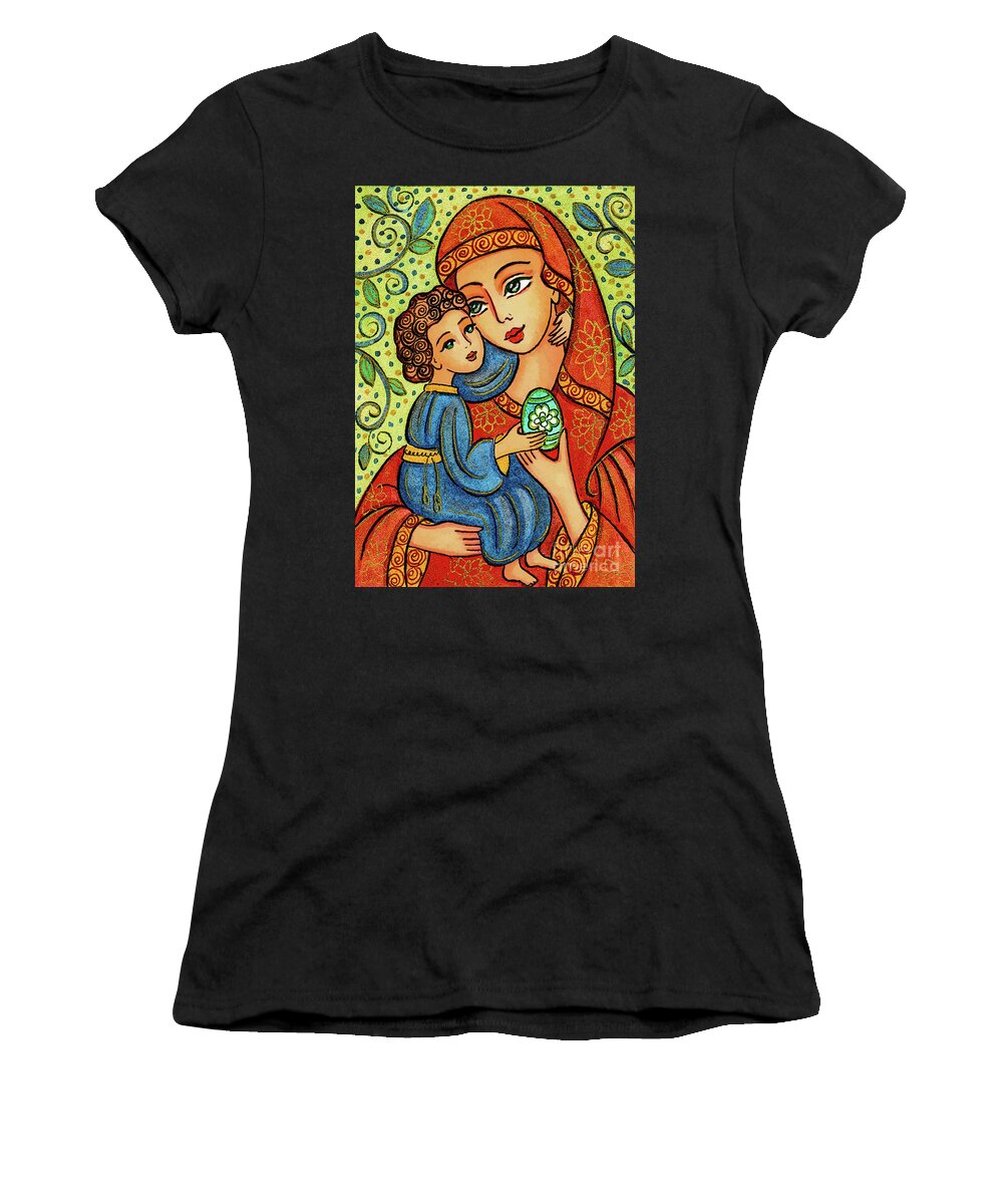 Mother And Child Women's T-Shirt featuring the painting Easter Madonna by Eva Campbell