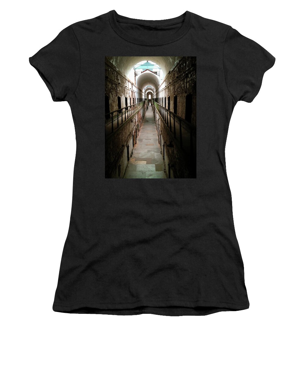 Pennsylvania Penitentiary Women's T-Shirt featuring the photograph Eastern State Penitentiary Philadelphia  by Rebecca Herranen