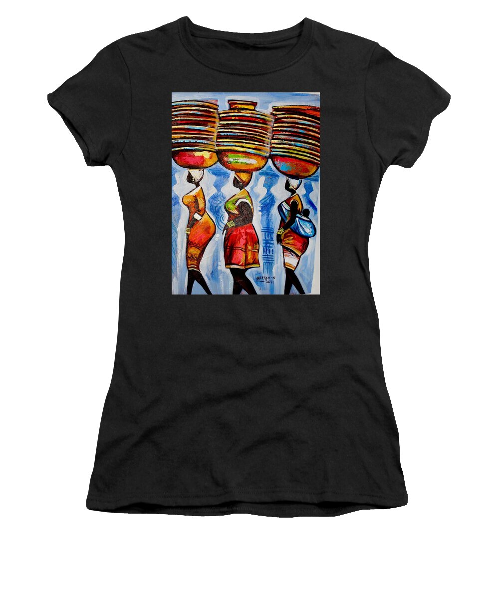 Africa Women's T-Shirt featuring the painting Easy by Appiah Ntiaw