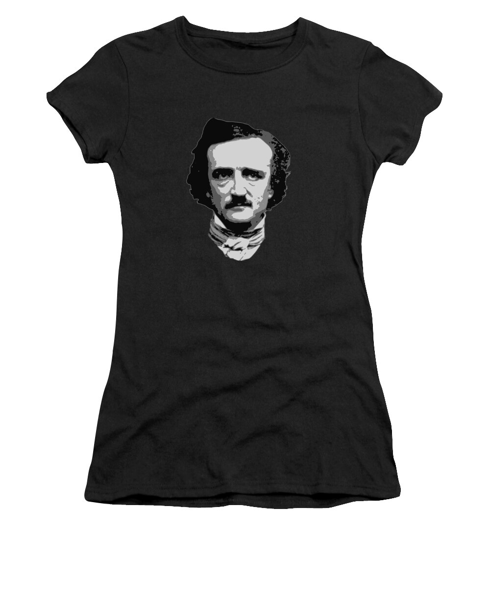 Edgar Women's T-Shirt featuring the digital art Edgar Allan Poe Black and White by Megan Miller