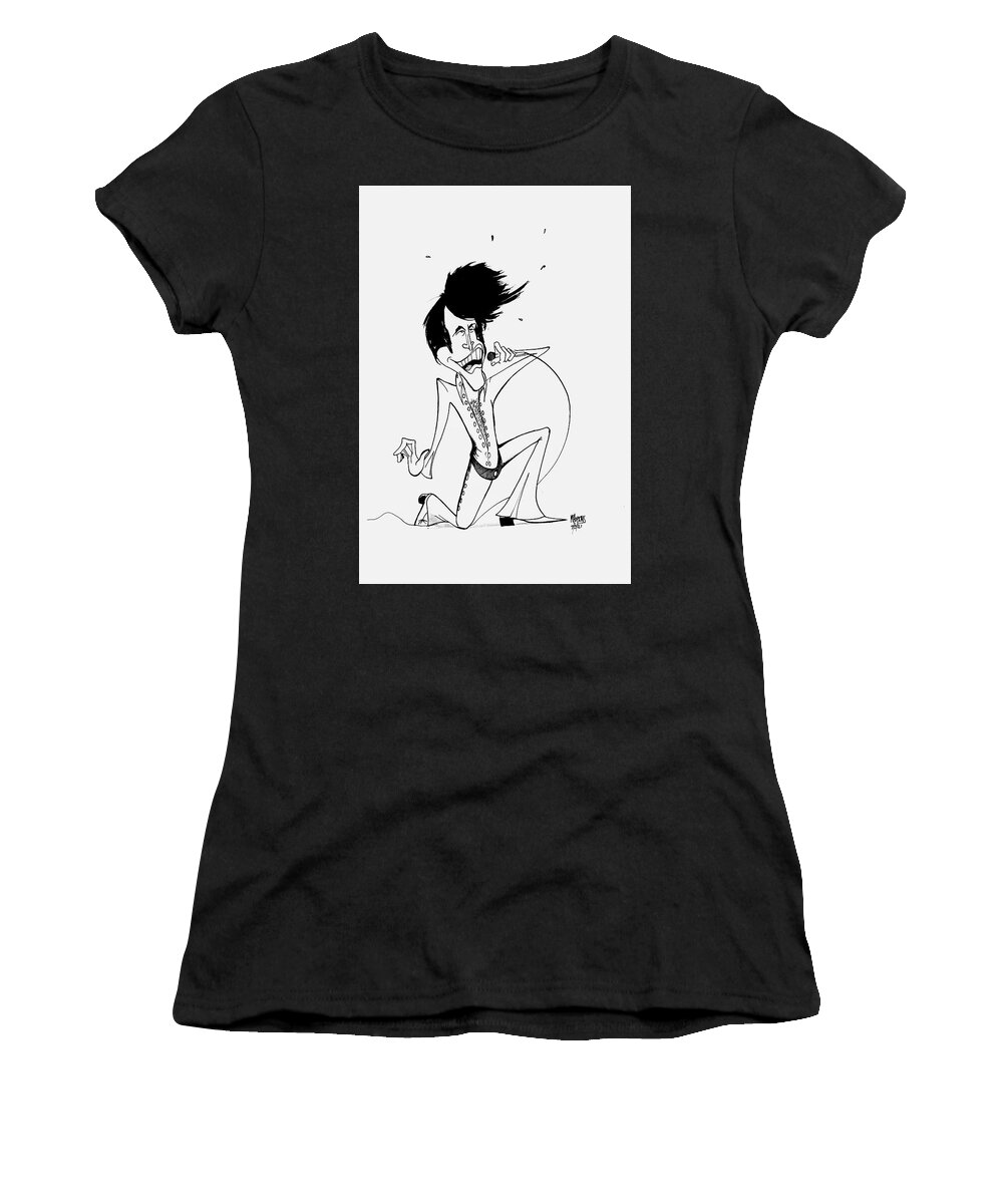 Elvis Women's T-Shirt featuring the drawing Elvis '71 by Michael Hopkins