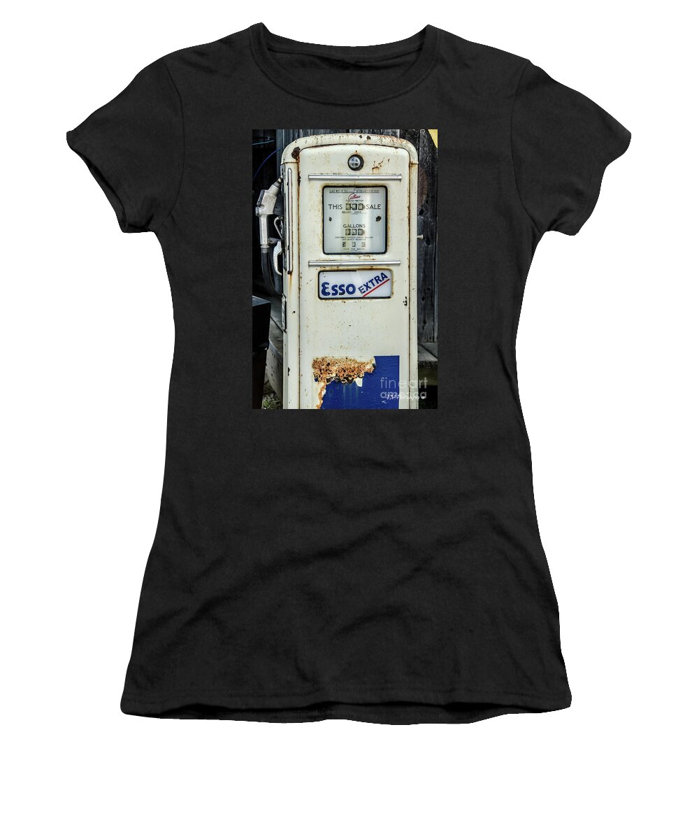 Old Gas Pump Women's T-Shirt featuring the photograph Esso Extra by Elaine Berger