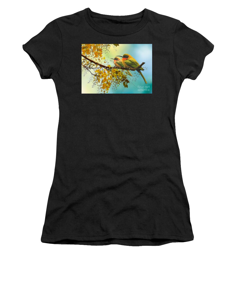 European Bee Eaters Women's T-Shirt featuring the mixed media European Bee Eaters by Morag Bates