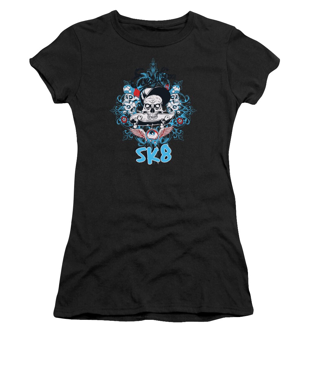 Skull Women's T-Shirt featuring the digital art Everything is sk8 by Jacob Zelazny