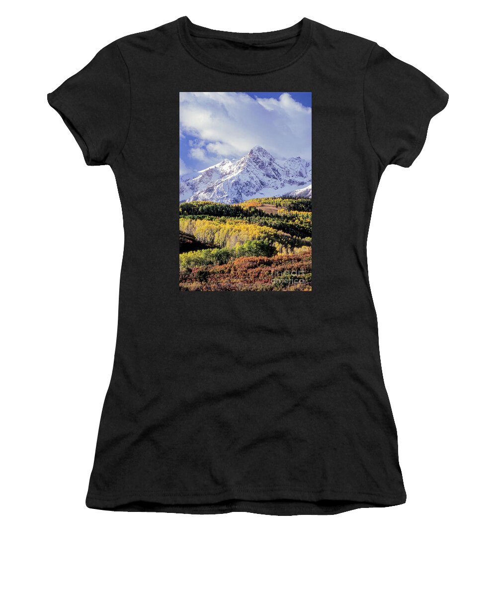 Sneffels Mountain Range Women's T-Shirt featuring the photograph Fall Foliage by Bob Phillips
