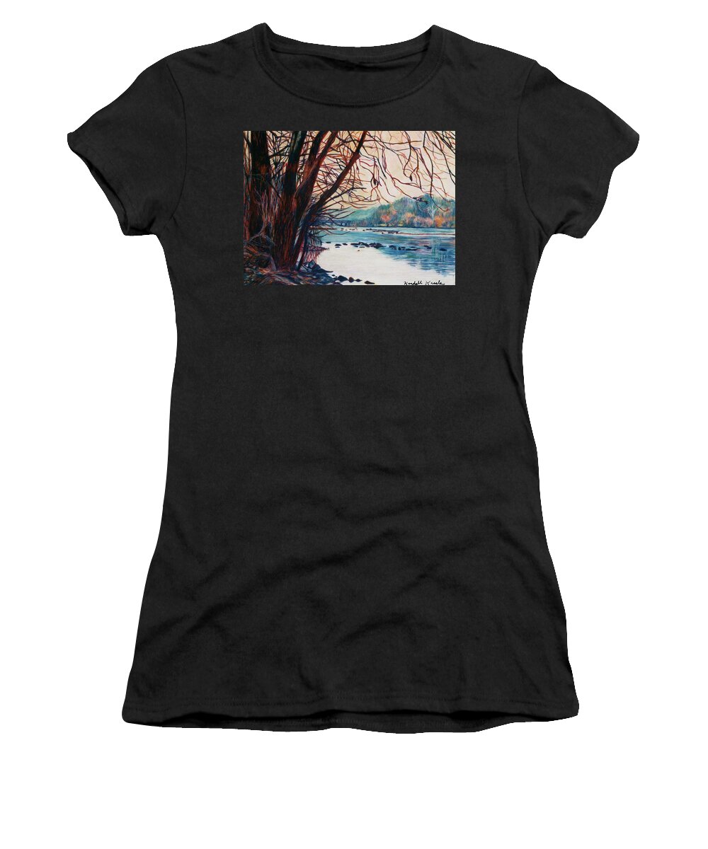 New River Women's T-Shirt featuring the pastel Fall on the New River by Kendall Kessler