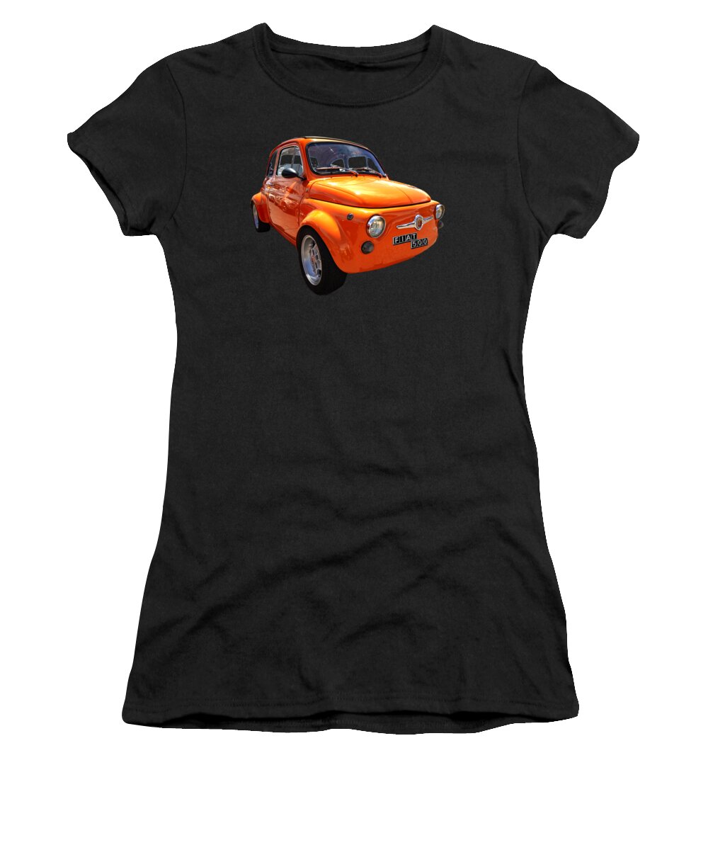 Fiat 500 Women's T-Shirt featuring the photograph Fiat 500 Orange by Worldwide Photography