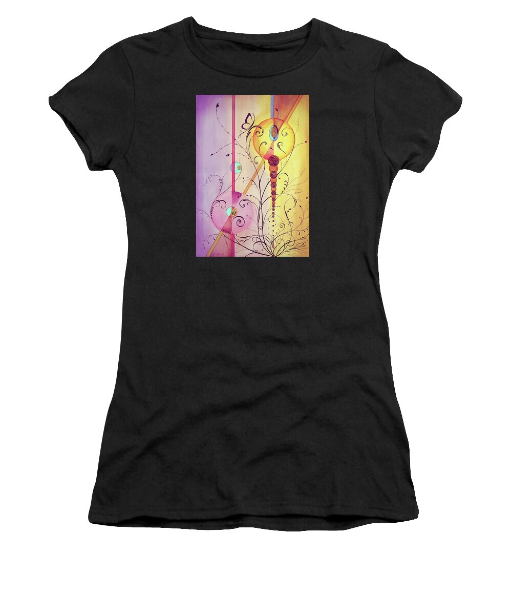 Kim Mcclinton Women's T-Shirt featuring the painting Filigree Flight by Kim McClinton