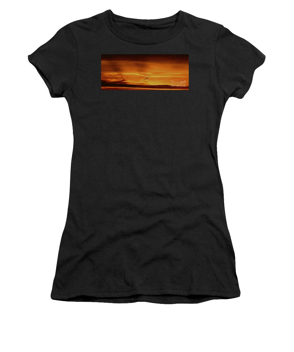 Sunset Sky Women's T-Shirt featuring the photograph Fire Flight of One by fototaker Tony