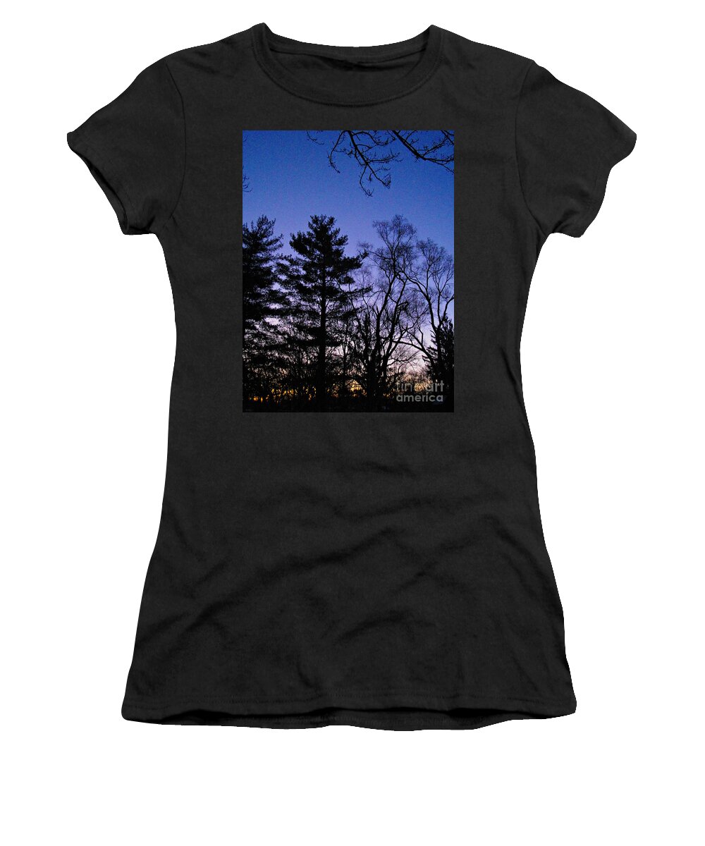 Landscape Photography Women's T-Shirt featuring the photograph First Light Behind the Pine by Frank J Casella