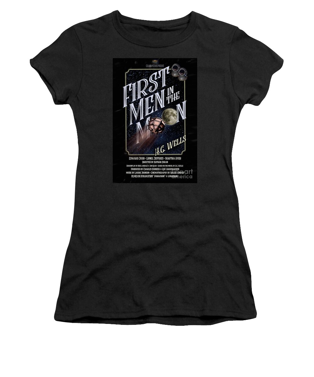 H.g. Wells Women's T-Shirt featuring the digital art First Men In The Moon Movie Poster by Brian Watt