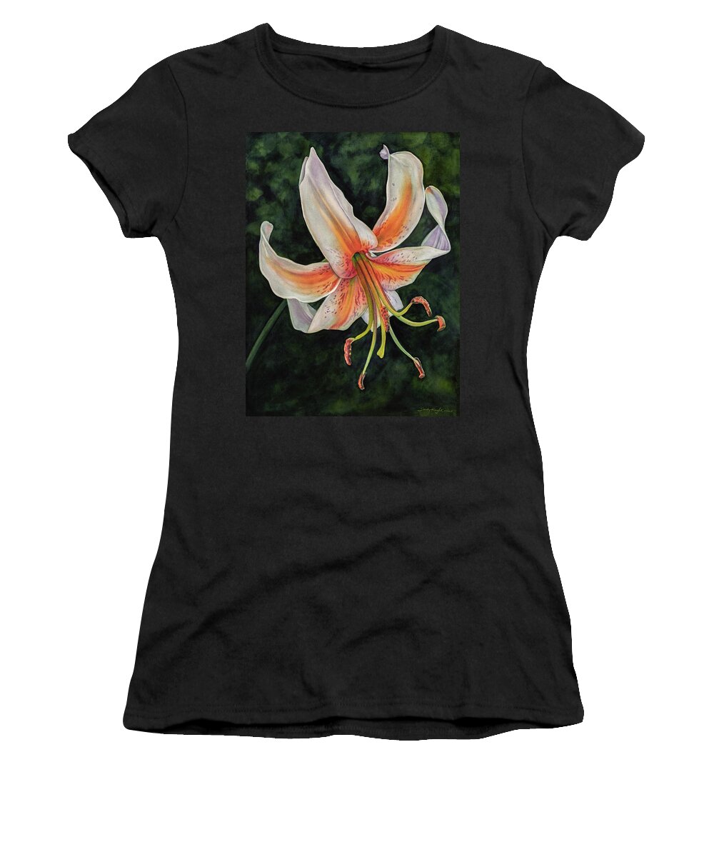 Lily Women's T-Shirt featuring the painting Flounce by Sandy Haight