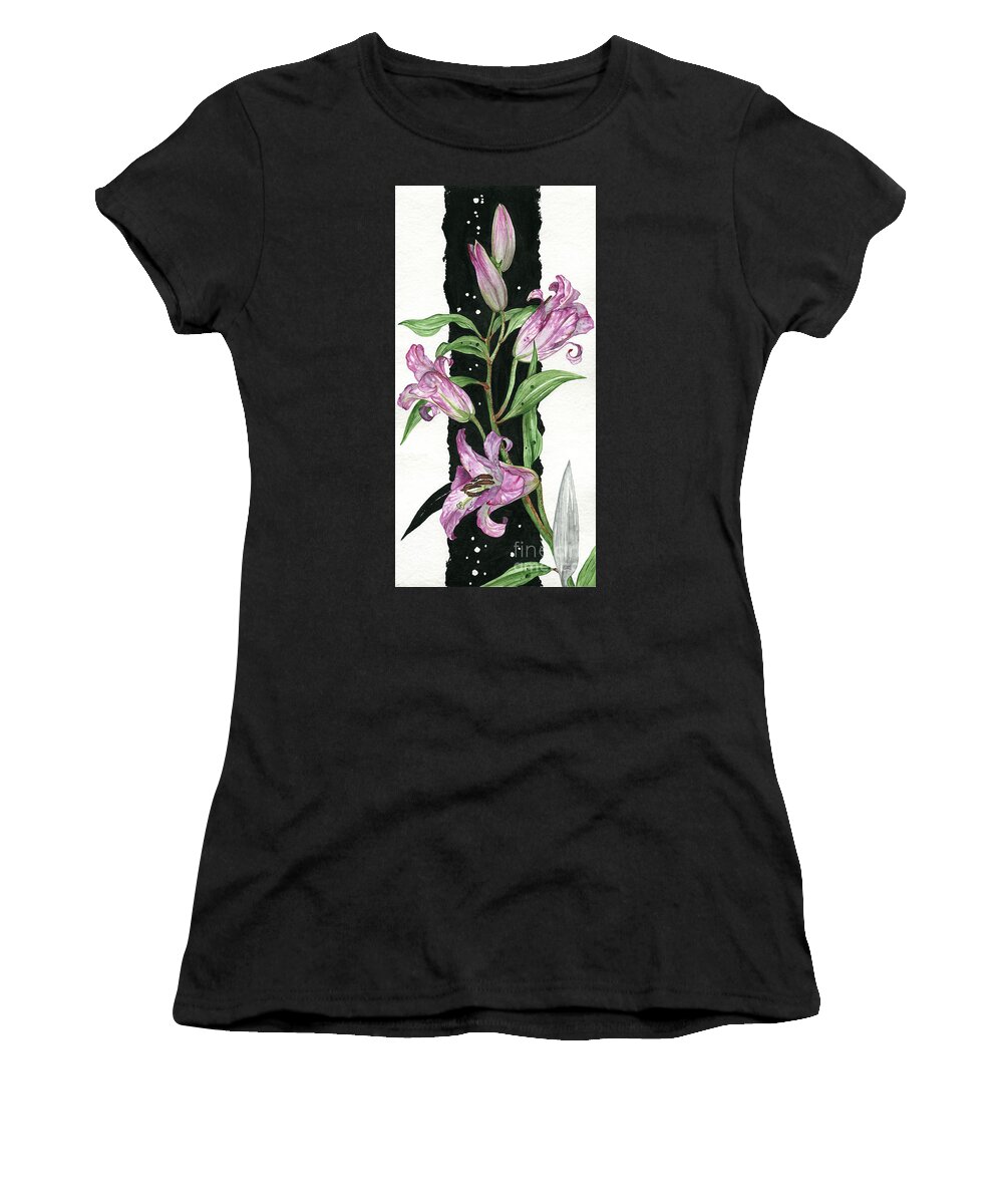 Lily Women's T-Shirt featuring the painting Flower Lily 01 Elena Yakubovich by Elena Daniel Yakubovich