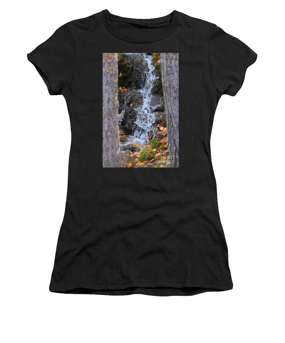 Framed Waterfall Women's T-Shirt featuring the photograph Framed Falls by Ann E Robson