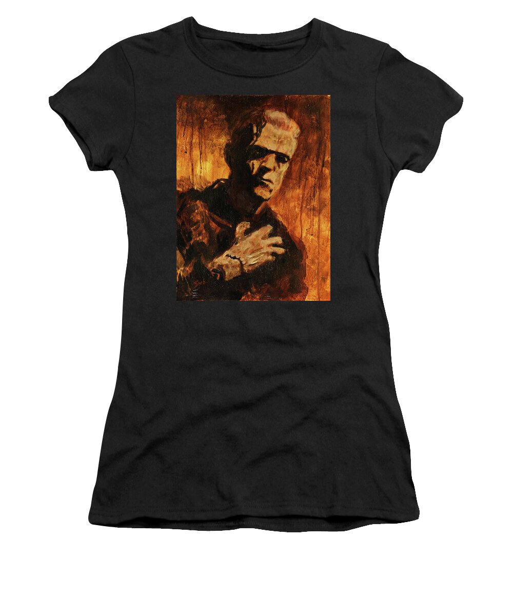 Frankenstein Women's T-Shirt featuring the painting Frankenstein 1931 by Sv Bell
