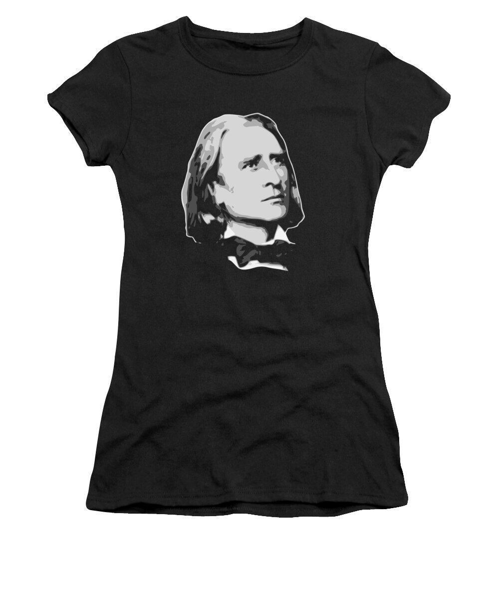 Franz Women's T-Shirt featuring the digital art Franz Liszt Black and White by Filip Schpindel