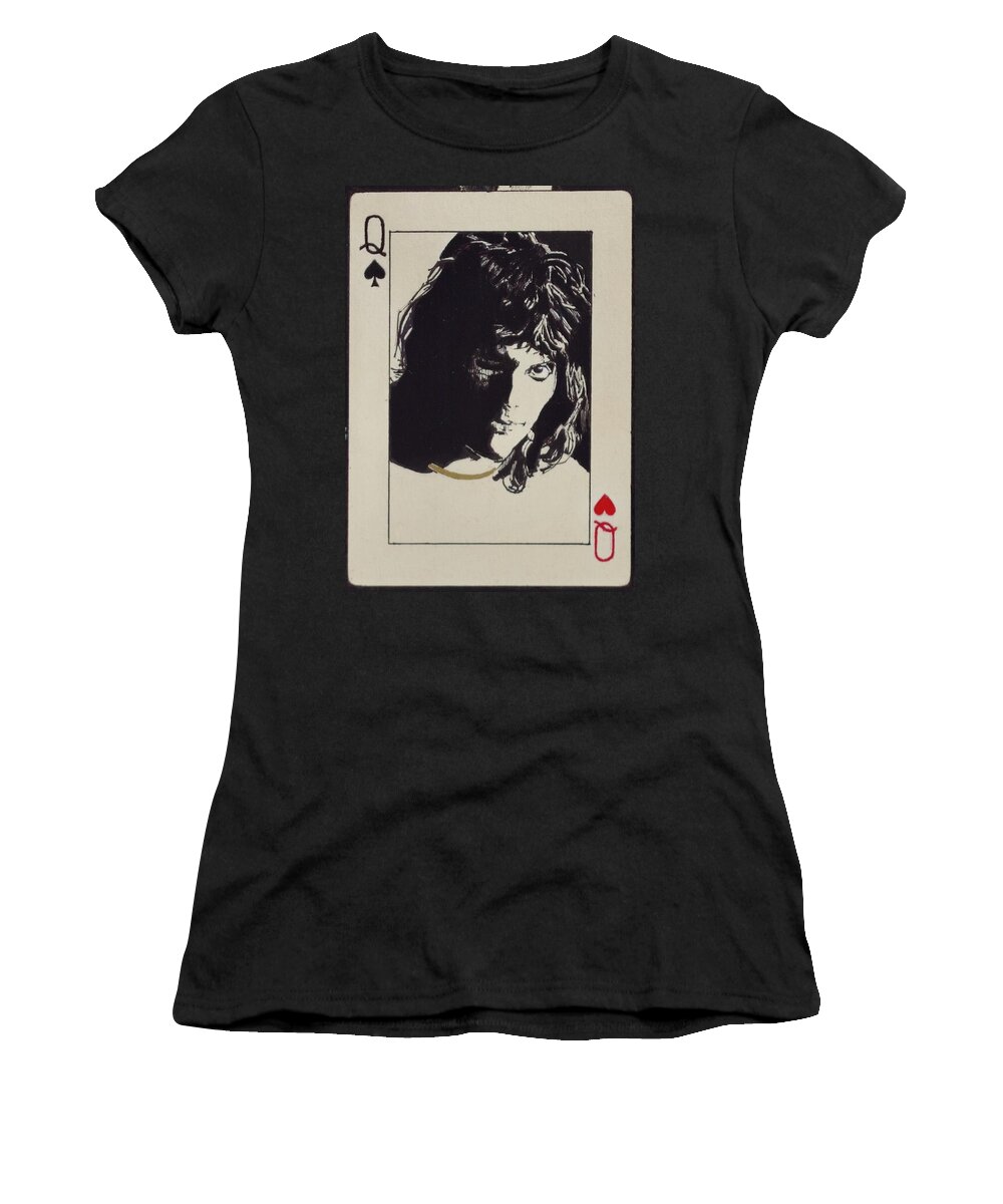 Queen Women's T-Shirt featuring the drawing Freddie Mercury - Queen Of Knaves - detail by Sean Connolly