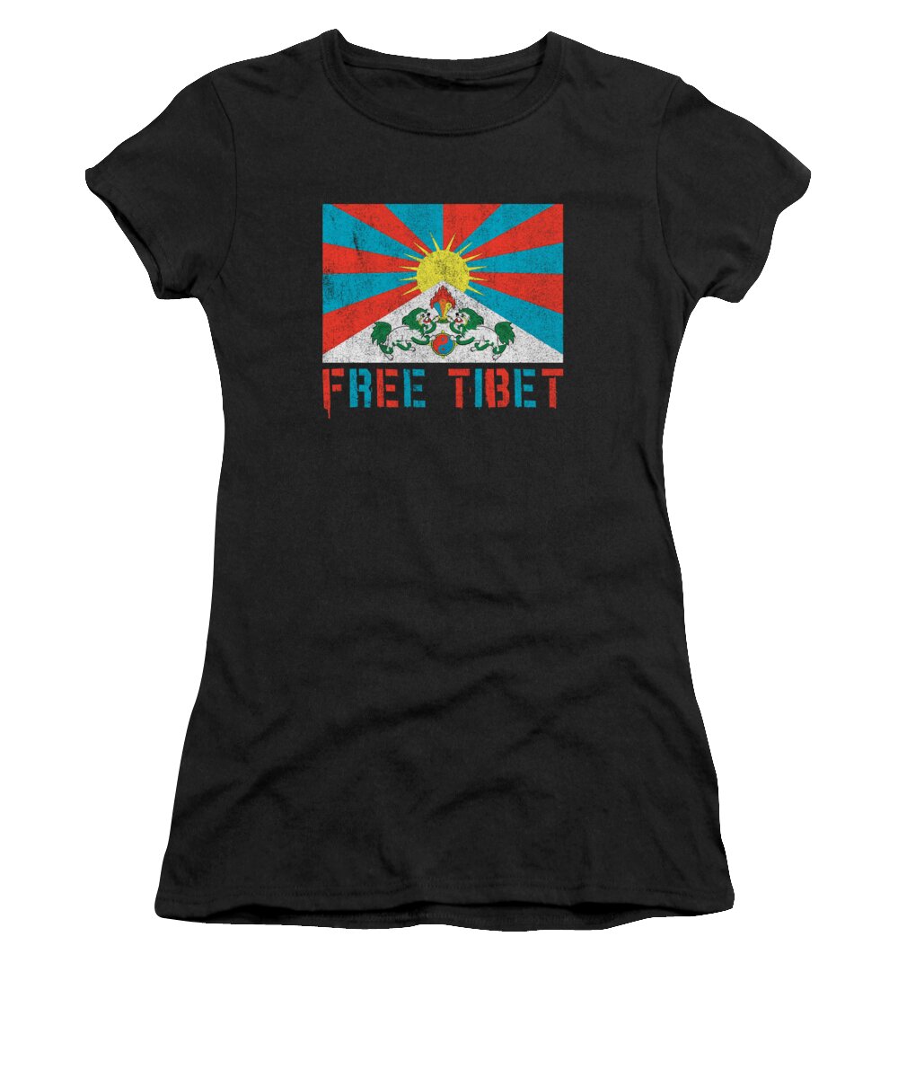 Funny Women's T-Shirt featuring the digital art Free Tibet by Flippin Sweet Gear