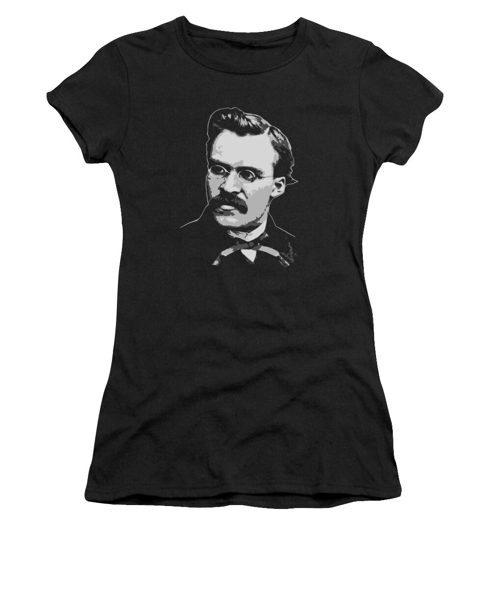 Friedrich Women's T-Shirt featuring the digital art Friedrich Nietzsche Black and White by Filip Schpindel