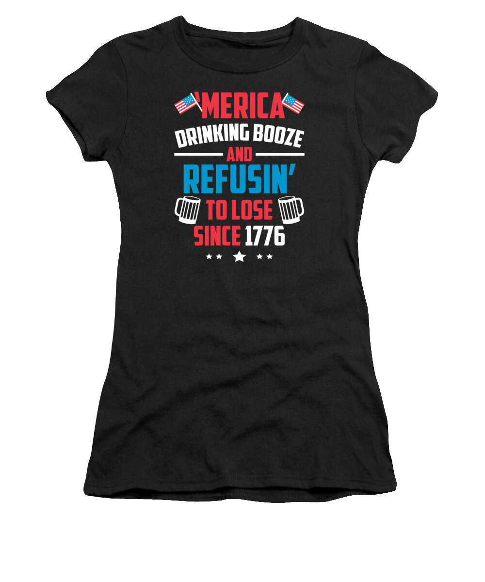 Funny Booze Pun Fourth July Gift 4th July Independence Day Women's T-Shirt  by Michael S - Pixels