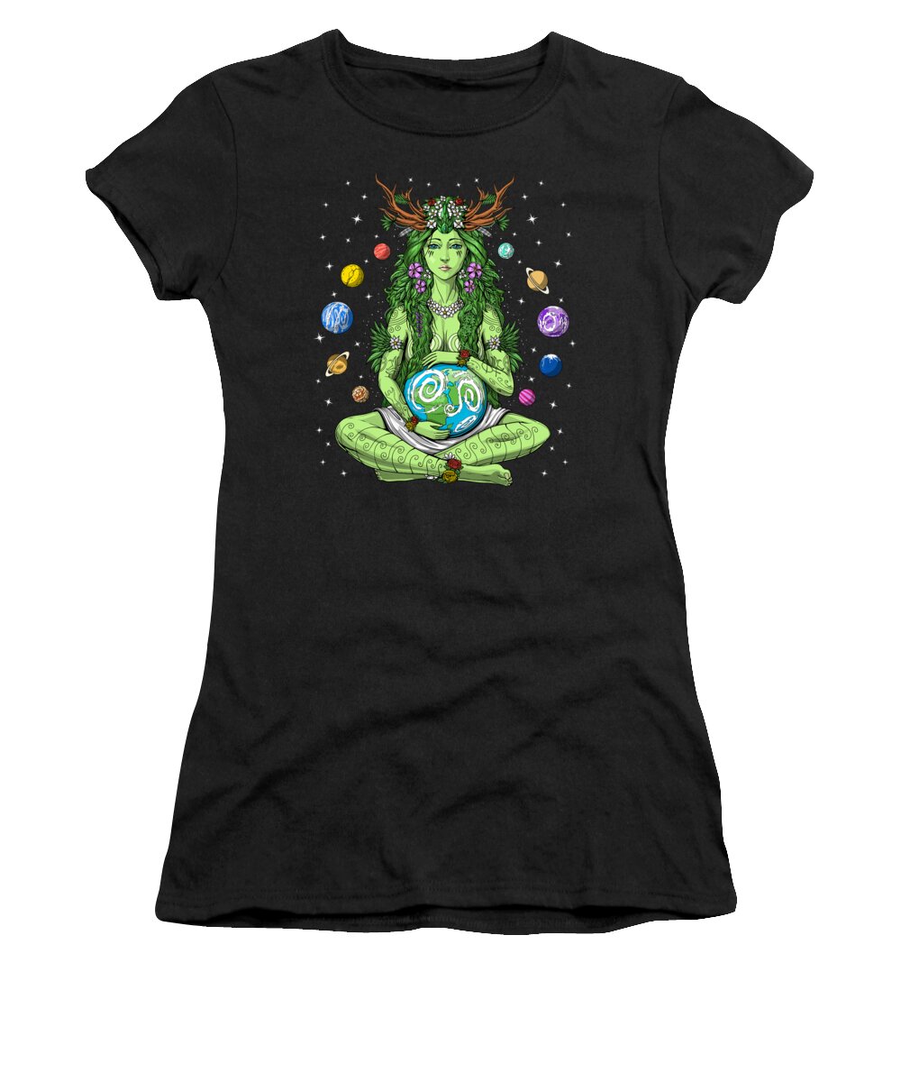 Gaia Women's T-Shirt featuring the digital art Gaia Mother Earth by Nikolay Todorov