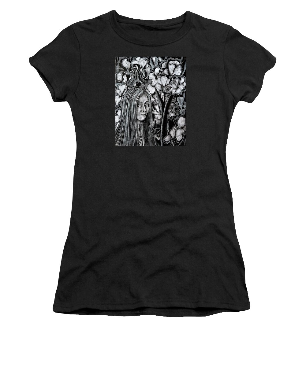 Nature Women's T-Shirt featuring the drawing Garden. Iris by Anna Duyunova