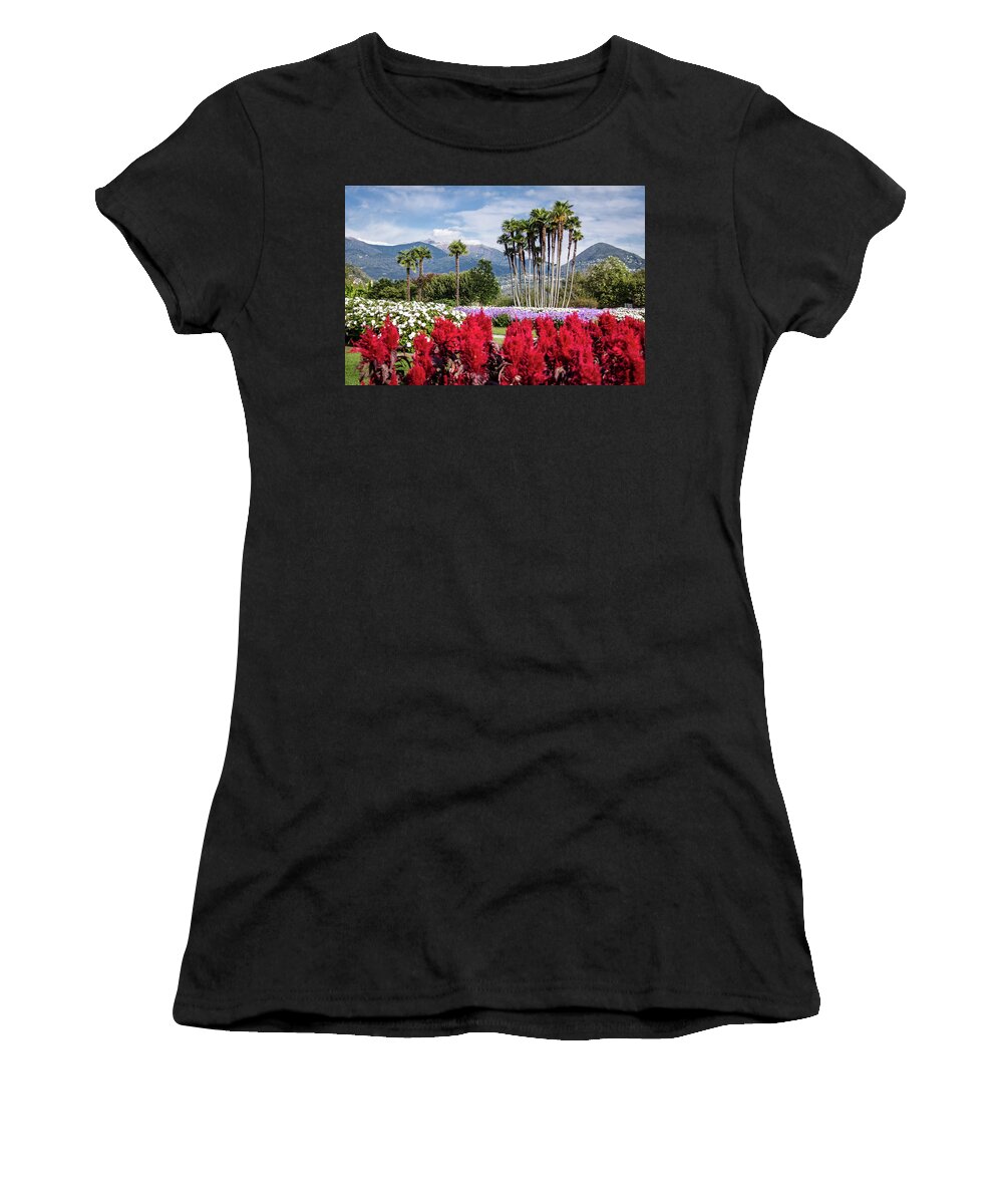 Italy Women's T-Shirt featuring the photograph Garden with Mountains by Craig A Walker