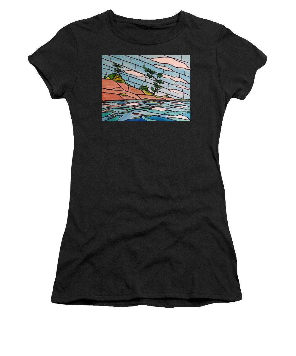 Alcohol Ink Women's T-Shirt featuring the painting Georgian Bay SG13 by Petra Burgmann