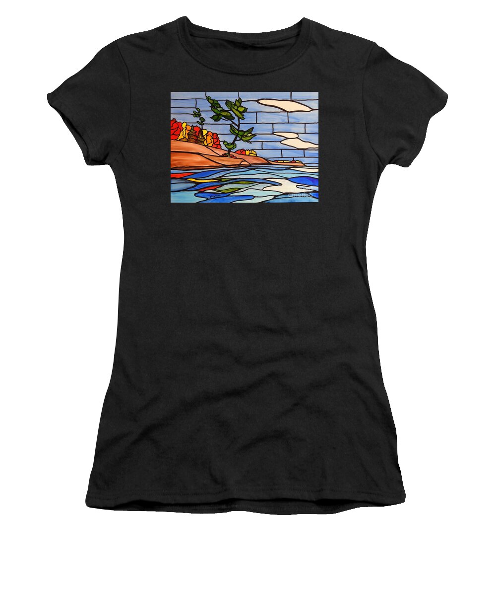 Alcohol Ink Women's T-Shirt featuring the painting Georgian Bay SG15 by Petra Burgmann